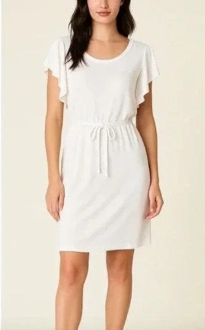 NWT Z Supply Capri Ruffle Sleeve French Terry Dress - White